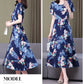 Women’s Summer Vintage Print Dress Loose Short Sleeve O Neck