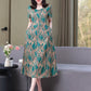 Women’s Summer Vintage Print Dress Loose Short Sleeve O Neck