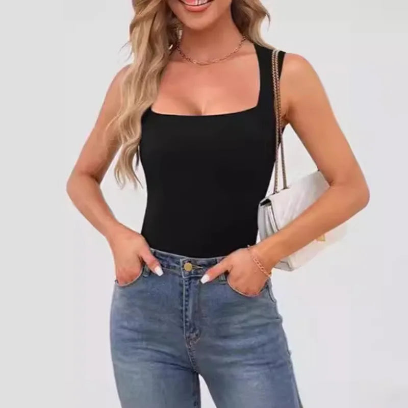 Women’s Square Neck Sleeveless Slim Fit Casual Fashion Tank