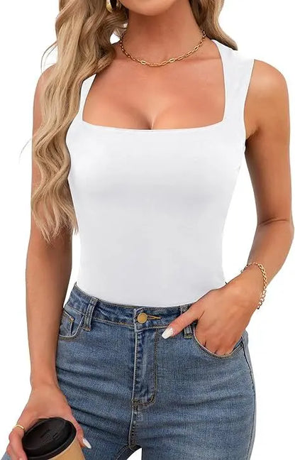 Women’s Square Neck Sleeveless Slim Fit Casual Fashion Tank