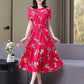 Women’s Summer Vintage Print Dress Loose Short Sleeve O Neck