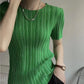 Women’s Pleated Short Sleeve Top Stylish Casual Fashion Shirt