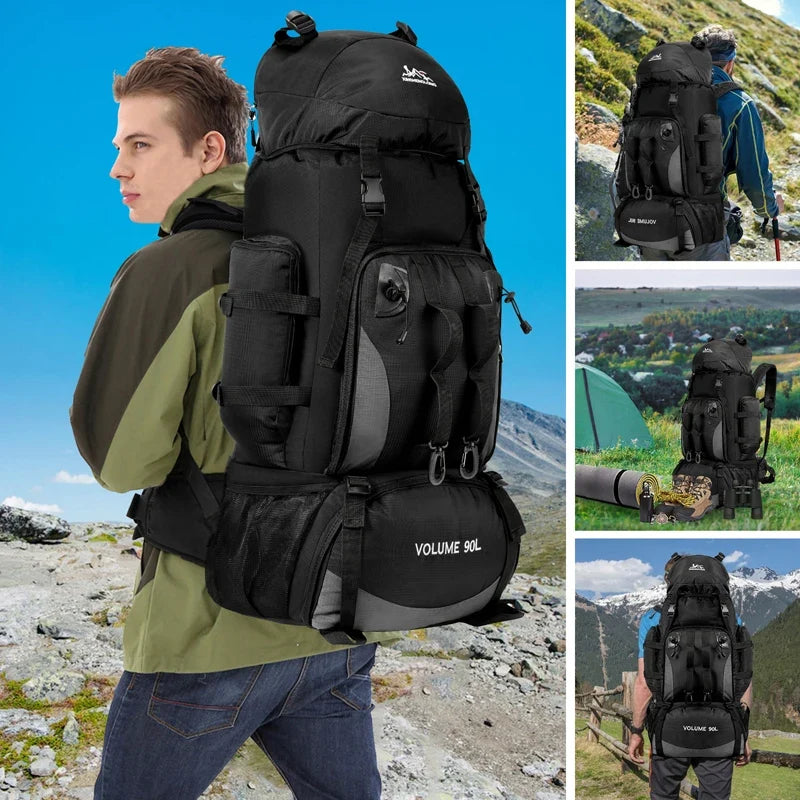 90L Waterproof Hiking Backpack Large Capacity Trekking Travel Rucksack