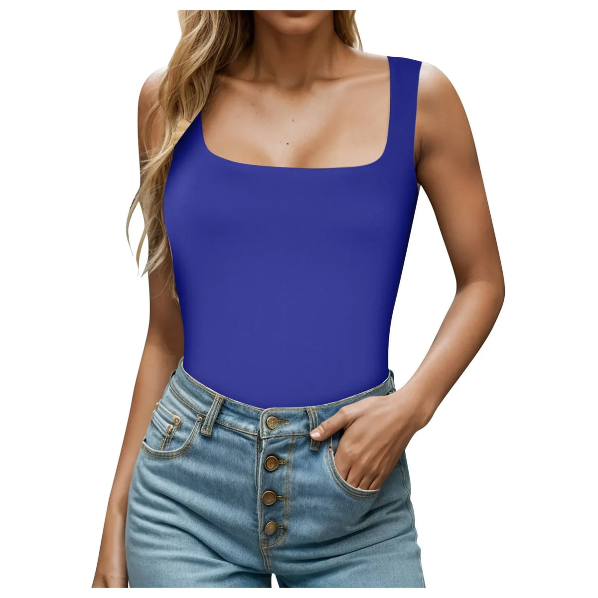 Women’s Square Neck Sleeveless Slim Fit Casual Fashion Tank