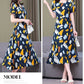 Women’s Summer Vintage Print Dress Loose Short Sleeve O Neck