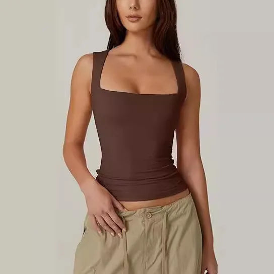 Women’s Square Neck Sleeveless Slim Fit Casual Fashion Tank
