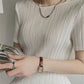 Women’s Pleated Short Sleeve Top Stylish Casual Fashion Shirt