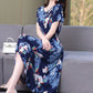 Women’s Summer Vintage Print Dress Loose Short Sleeve O Neck