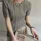 Women’s Pleated Short Sleeve Top Stylish Casual Fashion Shirt
