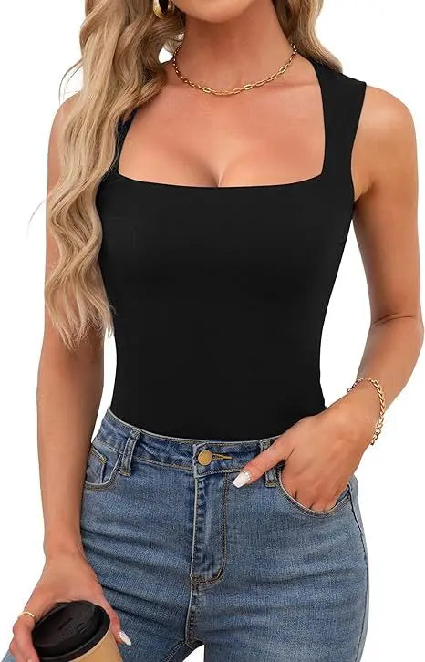Women’s Square Neck Sleeveless Slim Fit Casual Fashion Tank