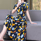 Women’s Summer Vintage Print Dress Loose Short Sleeve O Neck