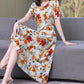 Women’s Summer Vintage Print Dress Loose Short Sleeve O Neck