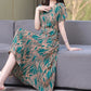 Women’s Summer Vintage Print Dress Loose Short Sleeve O Neck
