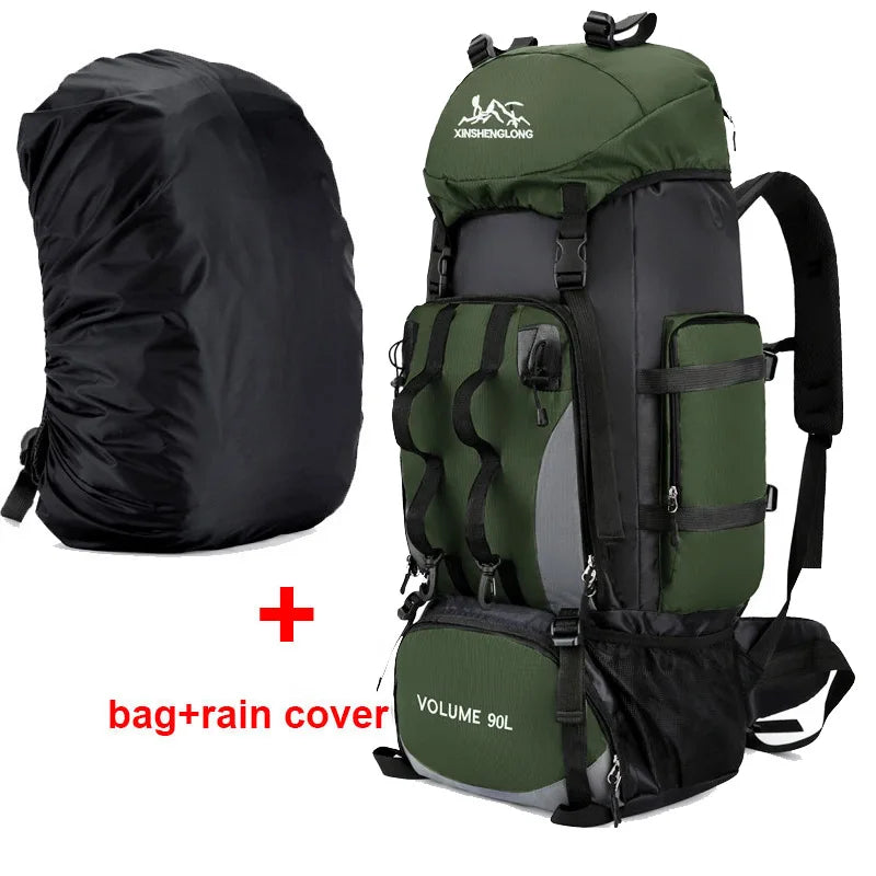 90L Waterproof Hiking Backpack Large Capacity Trekking Travel Rucksack