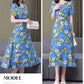 Women’s Summer Vintage Print Dress Loose Short Sleeve O Neck