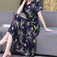 Women’s Summer Vintage Print Dress Loose Short Sleeve O Neck
