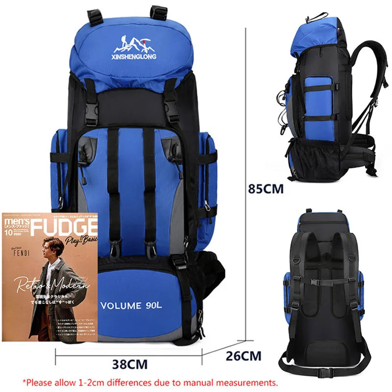 90L Waterproof Hiking Backpack Large Capacity Trekking Travel Rucksack