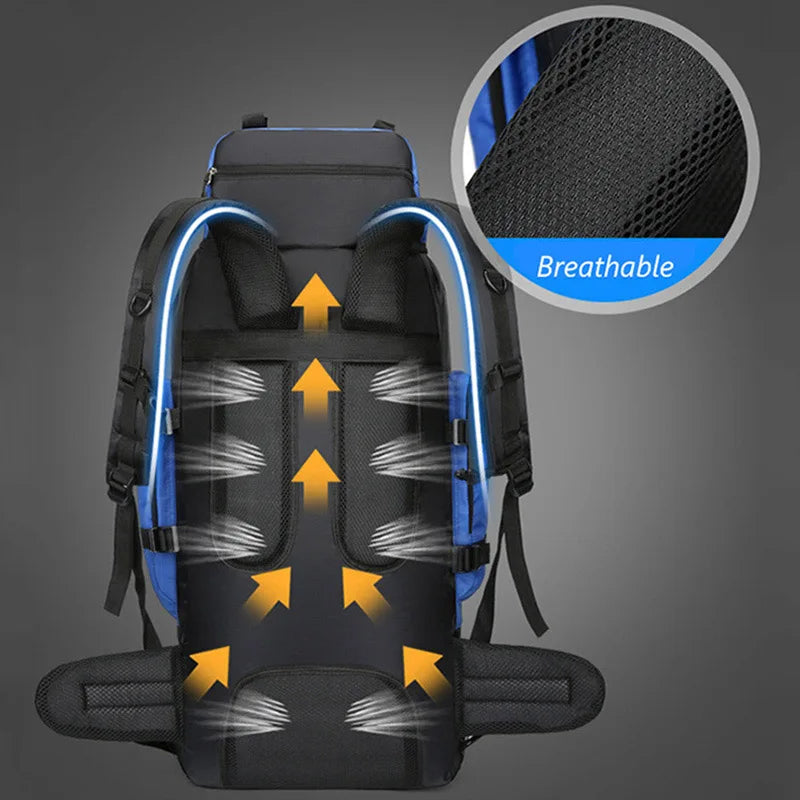 90L Waterproof Hiking Backpack Large Capacity Trekking Travel Rucksack