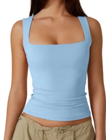 Women’s Square Neck Sleeveless Slim Fit Casual Fashion Tank