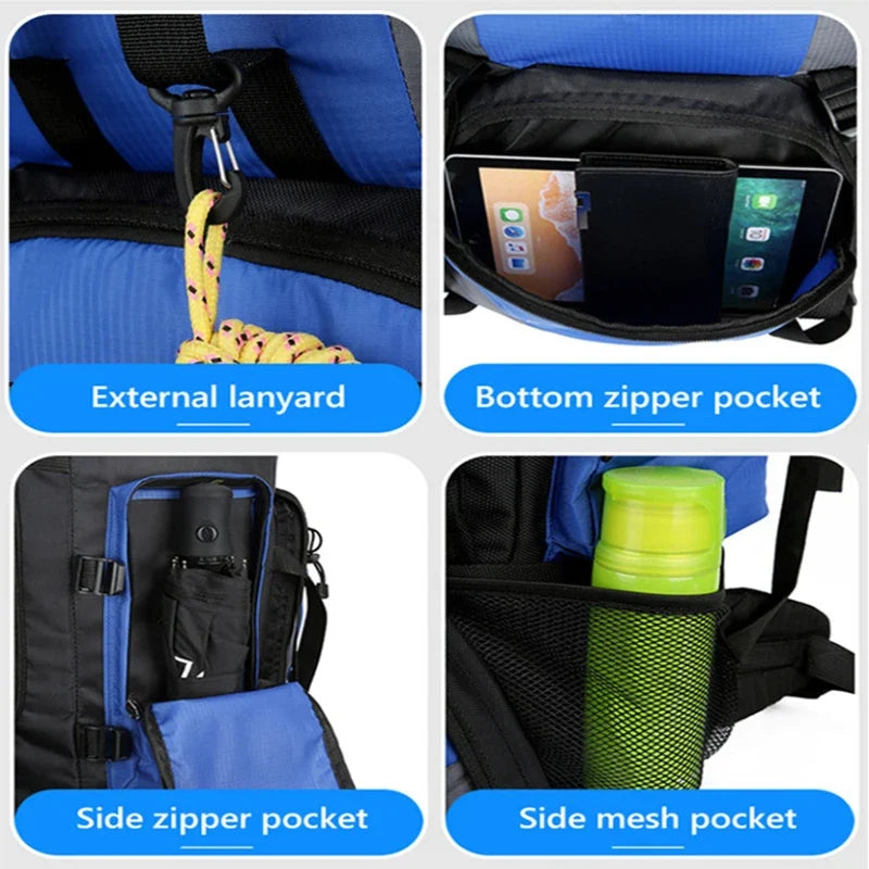 90L Waterproof Hiking Backpack Large Capacity Trekking Travel Rucksack