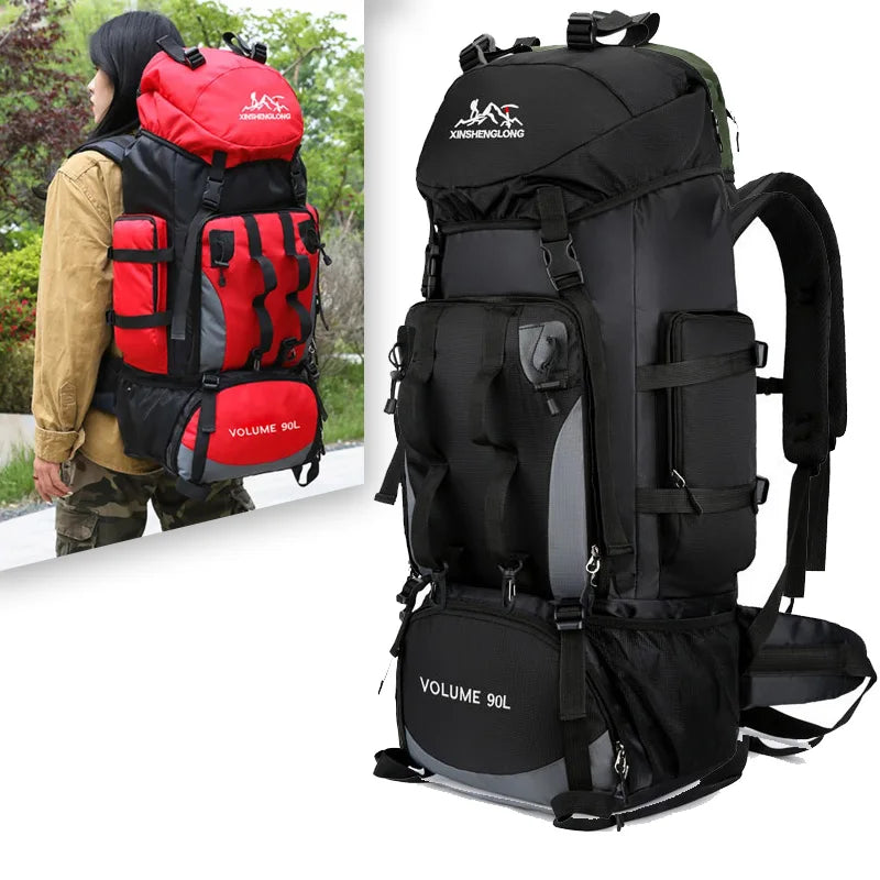90L Waterproof Hiking Backpack Large Capacity Trekking Travel Rucksack