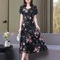 Women’s Summer Vintage Print Dress Loose Short Sleeve O Neck