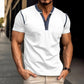 Men’s Short Sleeve Polo Shirt Summer Button V Neck Top