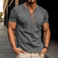 Men’s Short Sleeve Polo Shirt Summer Button V Neck Top
