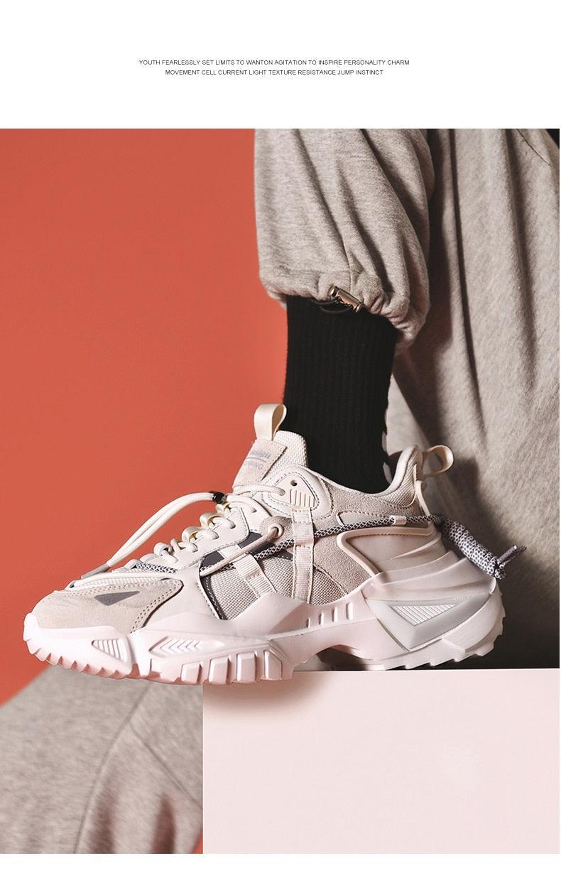 Men’s Chunky Platform Sneakers Height Increasing Casual Slip On Shoes