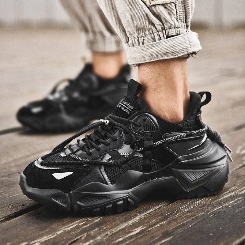 Men’s Chunky Platform Sneakers Height Increasing Casual Slip On Shoes