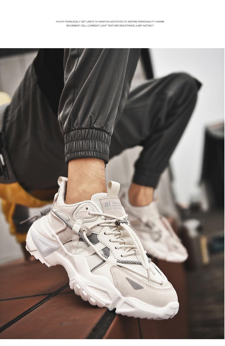 Men’s Chunky Platform Sneakers Height Increasing Casual Slip On Shoes