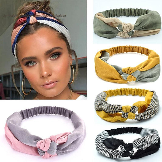 Women’s Elegant Soft Cross Knot Headband Vintage Elastic Hairband
