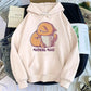 Women’s Cute Cat Cartoon Print Fleece Hooded Loose Sweatshirt