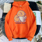 Women’s Cute Cat Cartoon Print Fleece Hooded Loose Sweatshirt