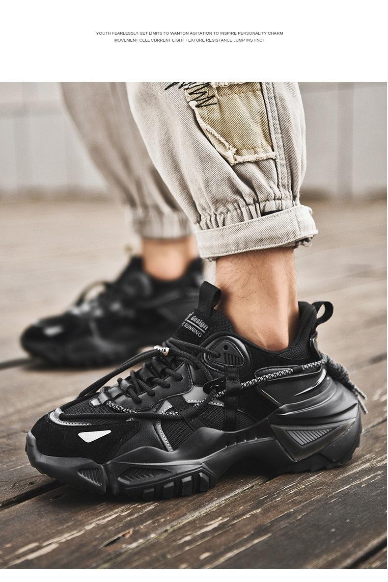 Men’s Chunky Platform Sneakers Height Increasing Casual Slip On Shoes