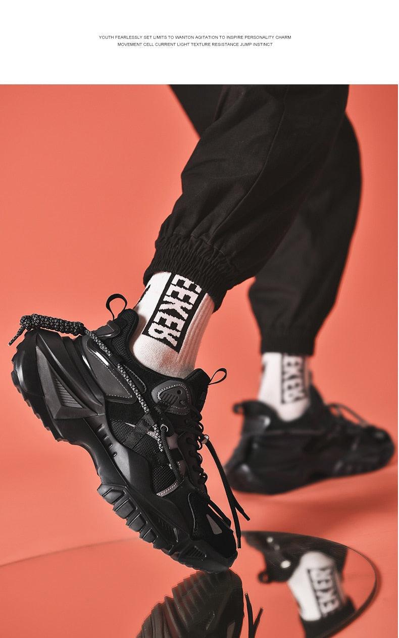 Men’s Chunky Platform Sneakers Height Increasing Casual Slip On Shoes