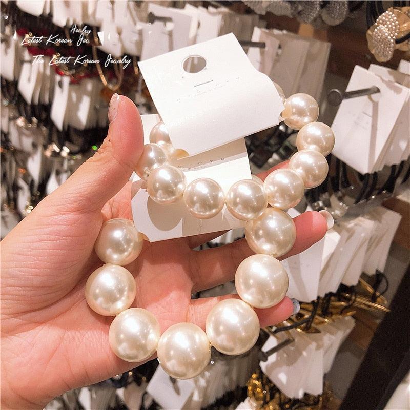 Women’s Big Pearl Hair Ties Korean Style Scrunchies Accessories